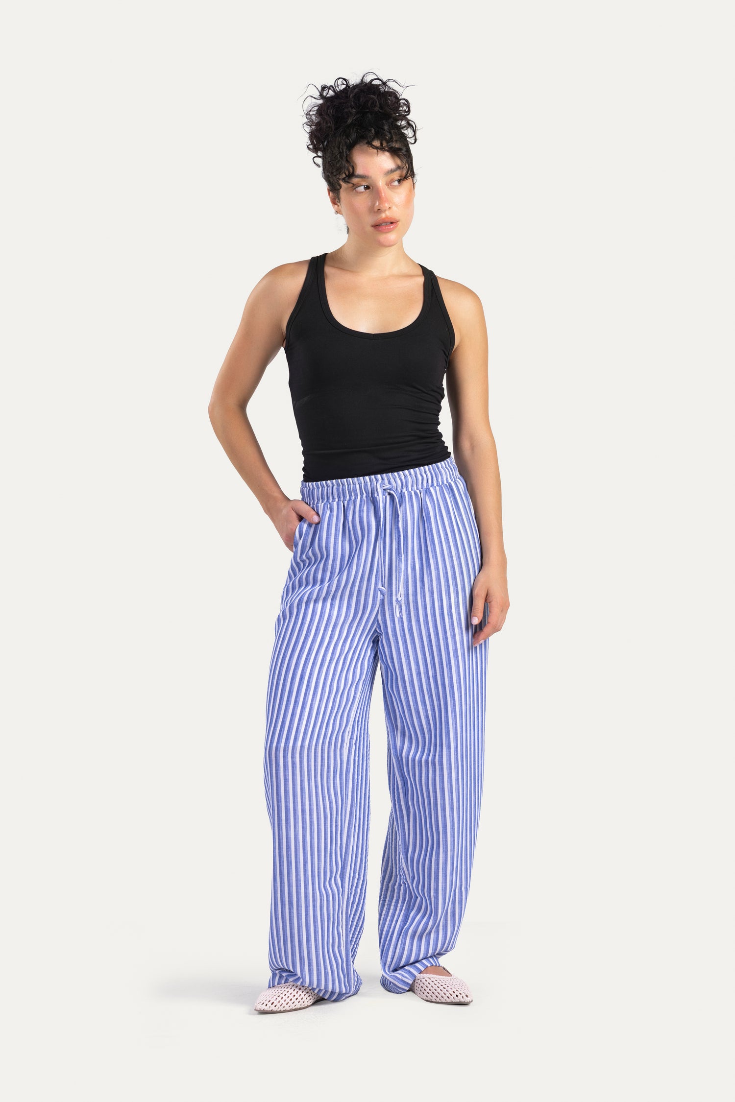 Stripped linen pants
