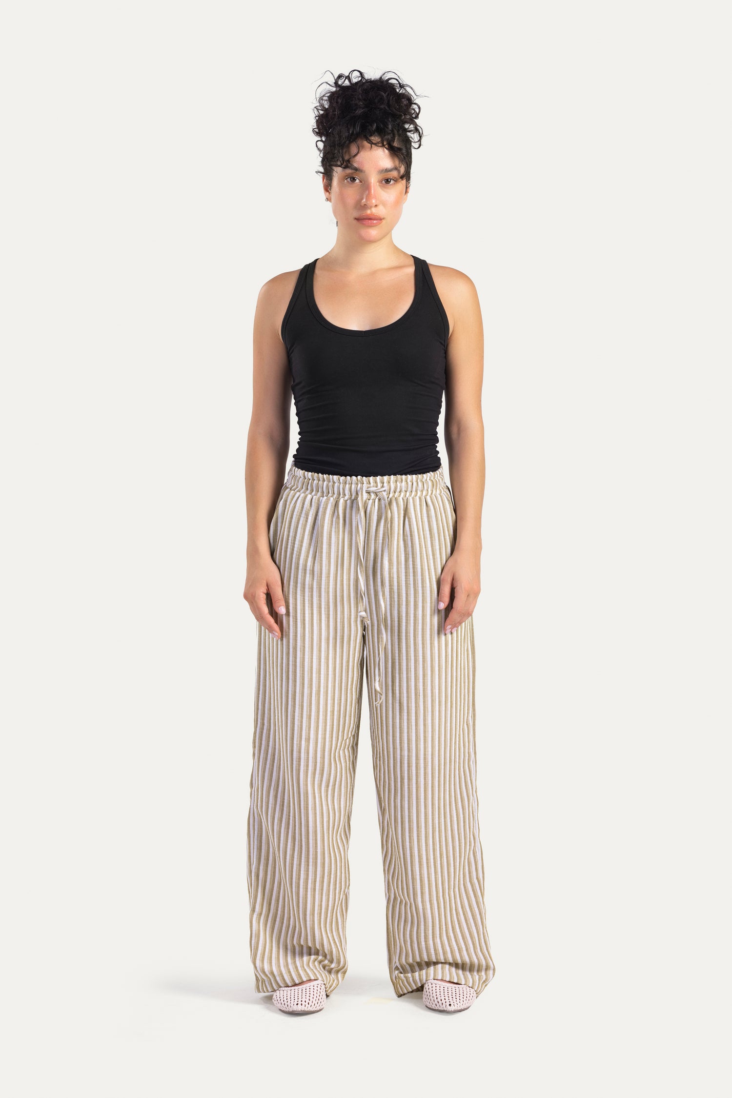 Stripped linen pants