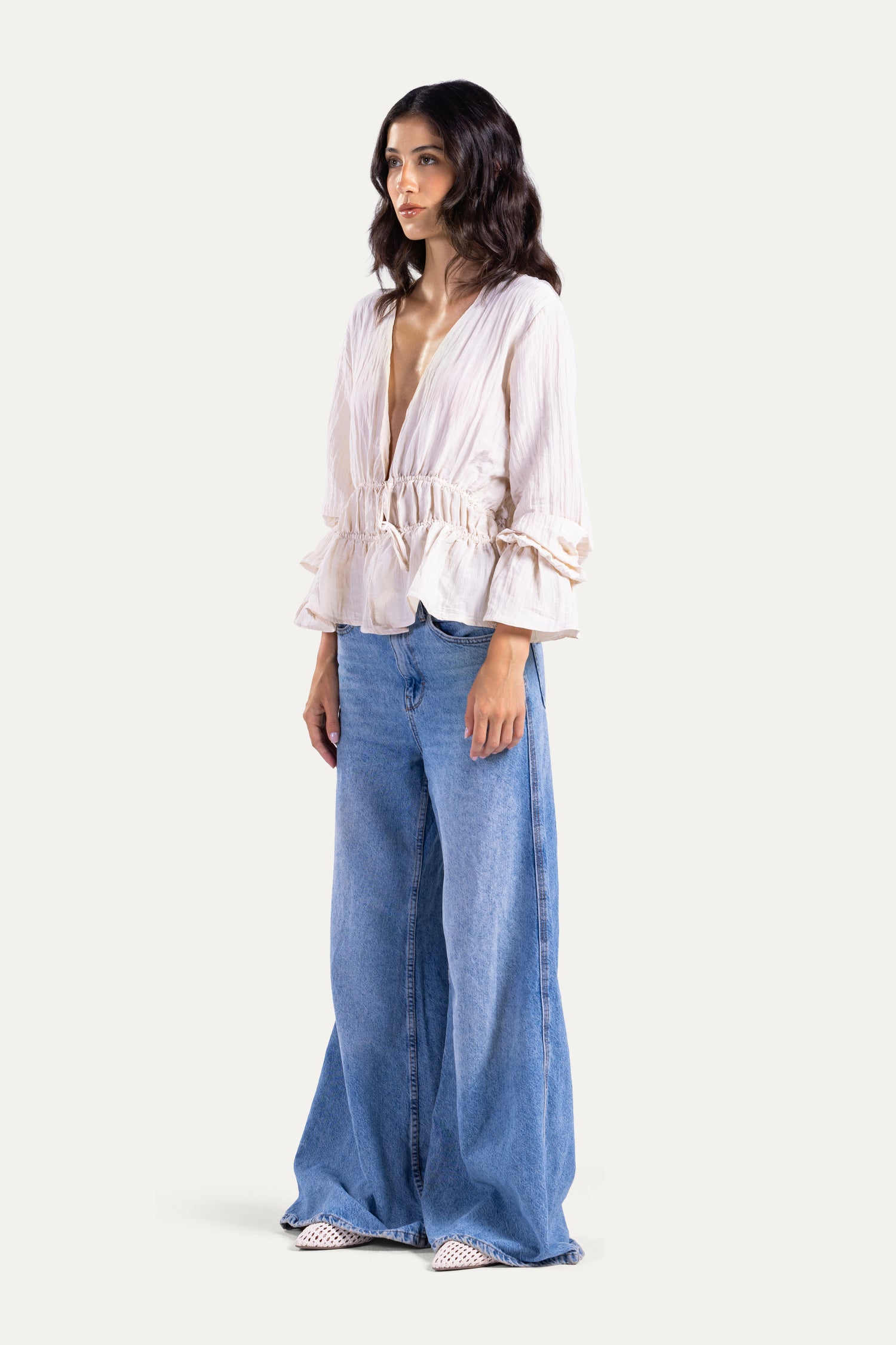 Fluffy ties blouse