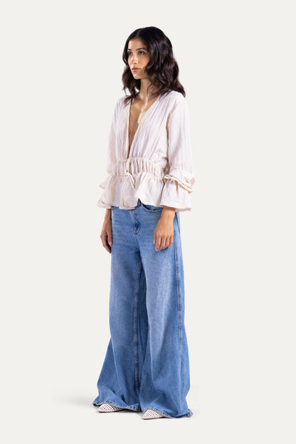 Fluffy ties blouse