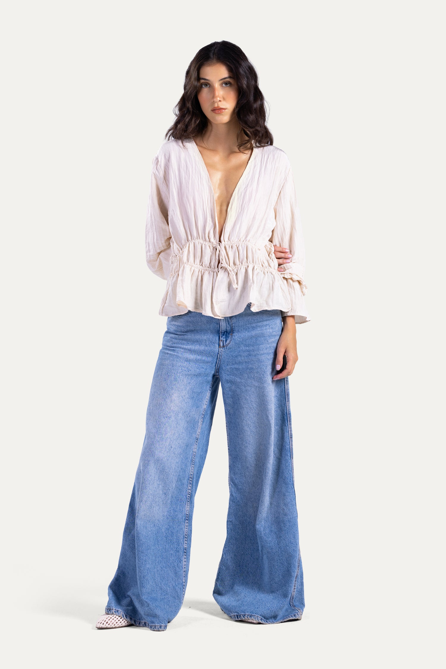 Fluffy ties blouse