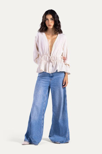 Fluffy ties blouse