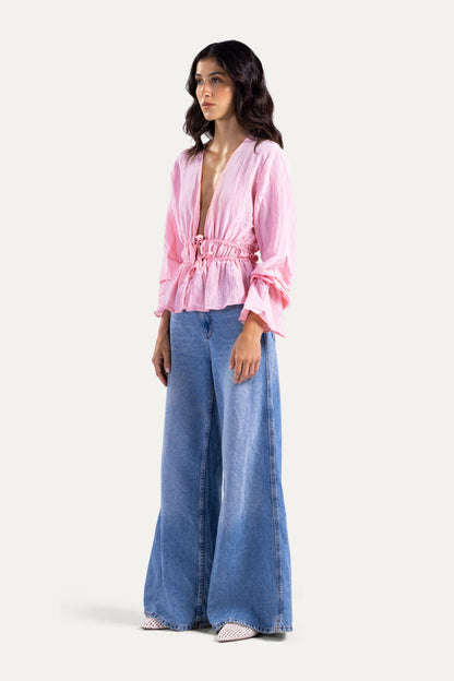Fluffy ties blouse