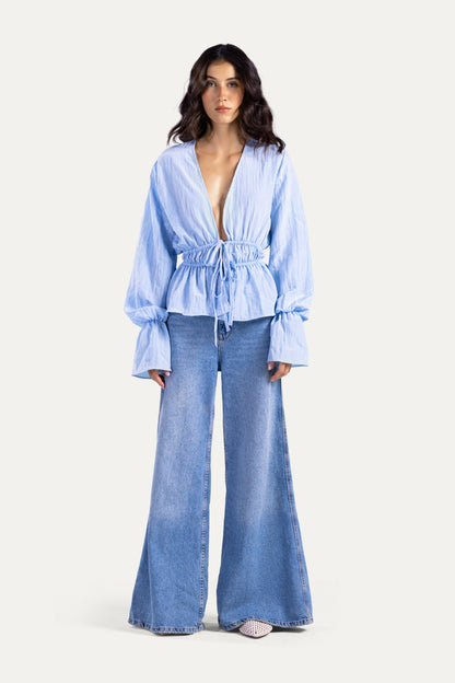Fluffy ties blouse