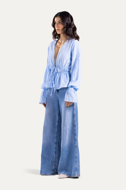 Fluffy ties blouse