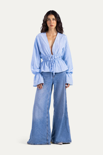 Fluffy ties blouse