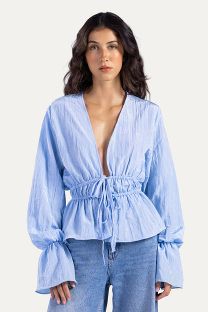 Fluffy ties blouse
