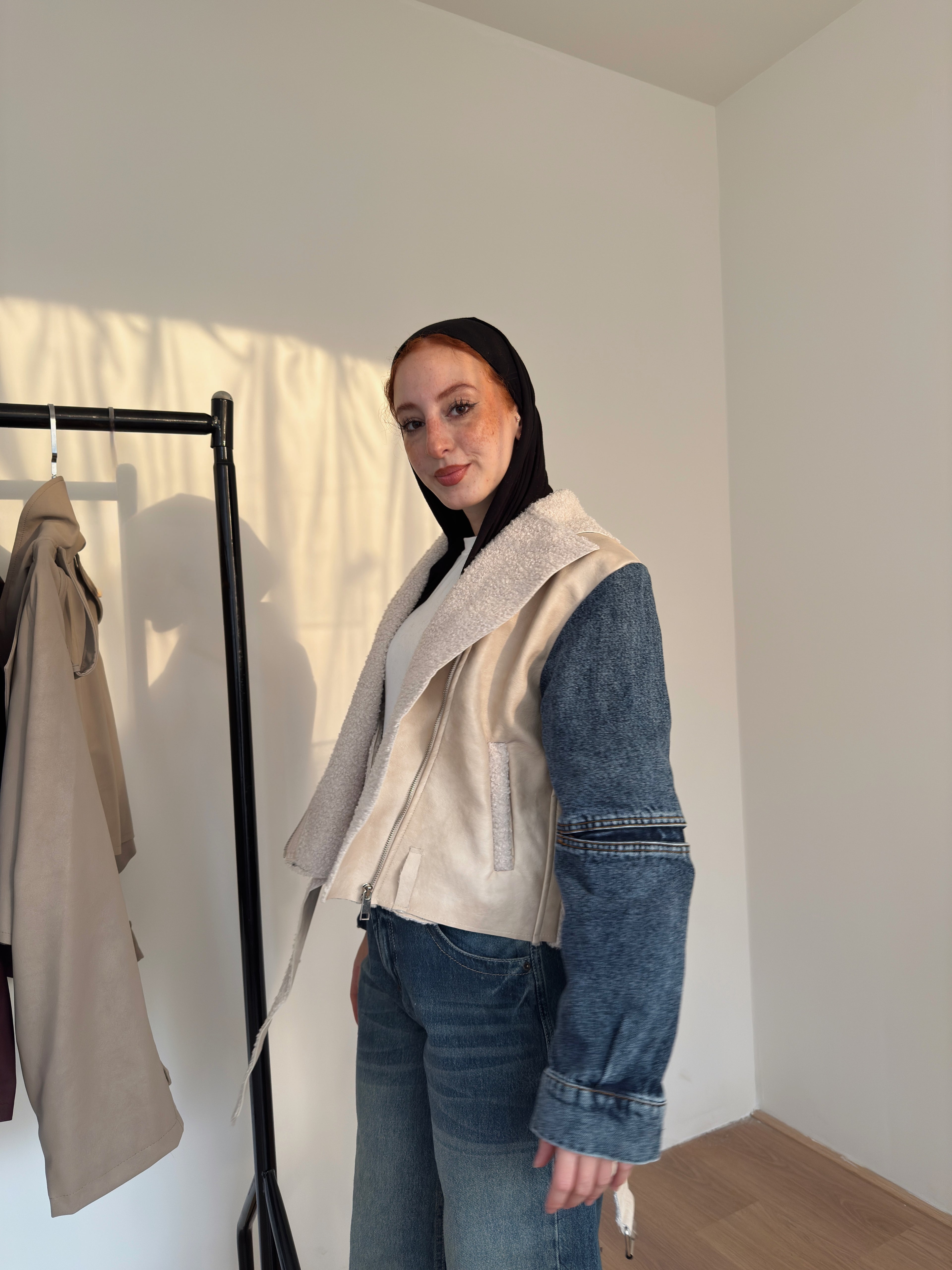 Leather X denim jacket