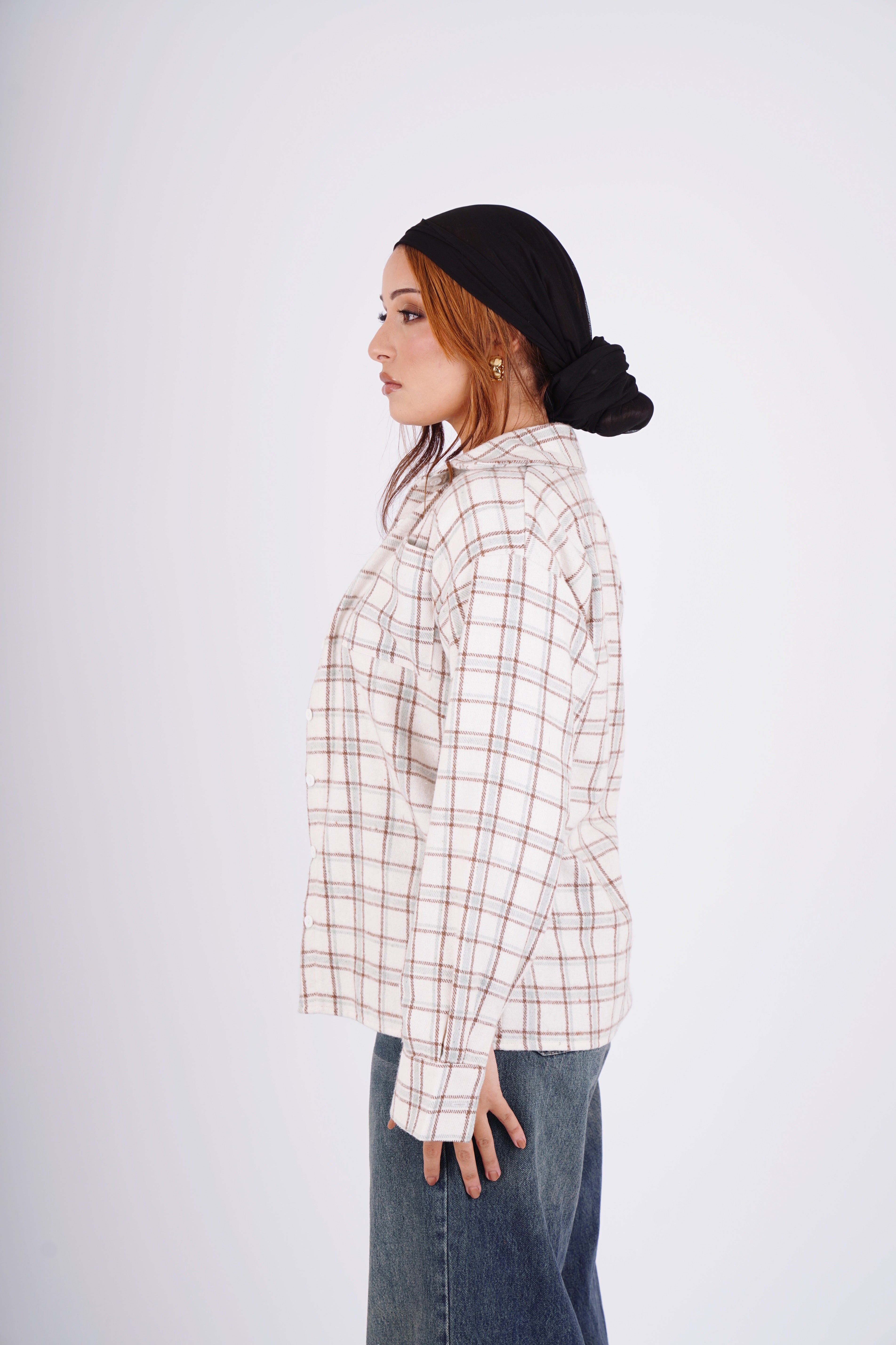 Plaid oversize shirt - offwhite