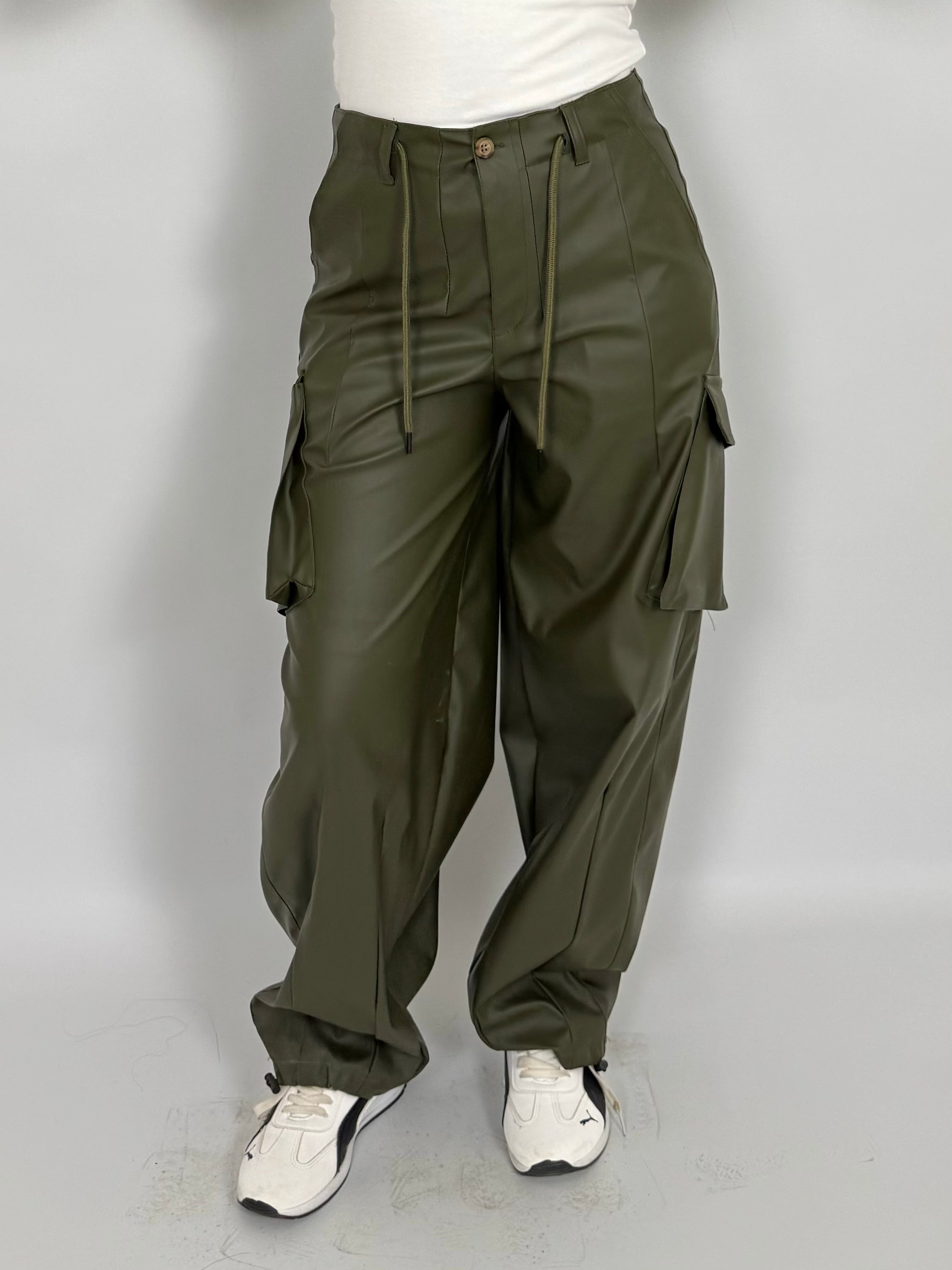 Leather cargo pants
