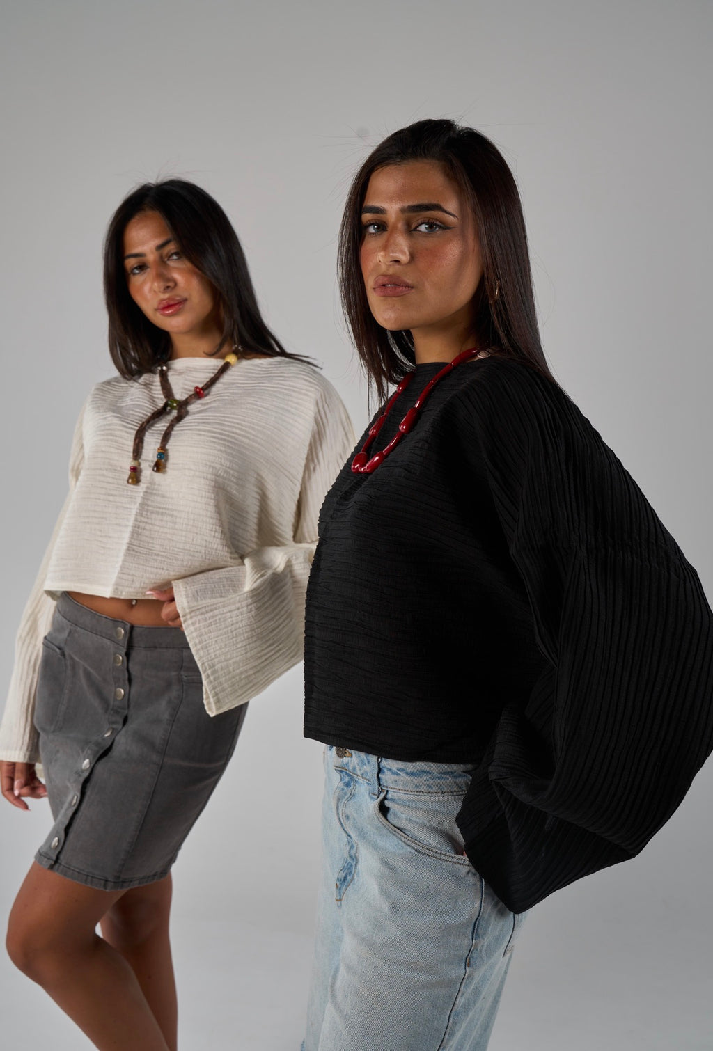 Crew neck lose blouse - beige