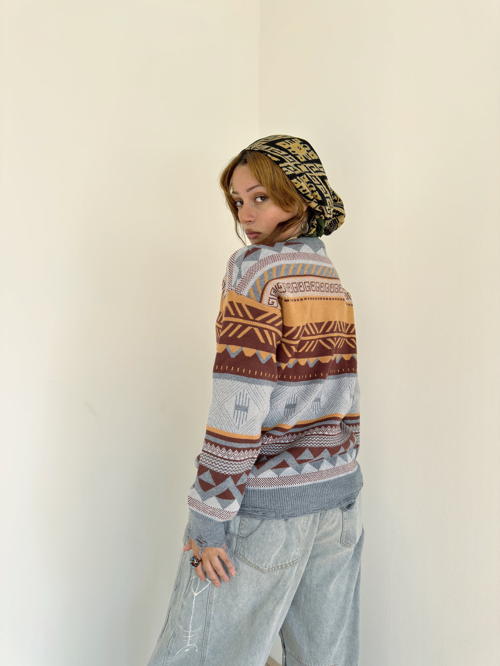 hippie geo patterns sweater