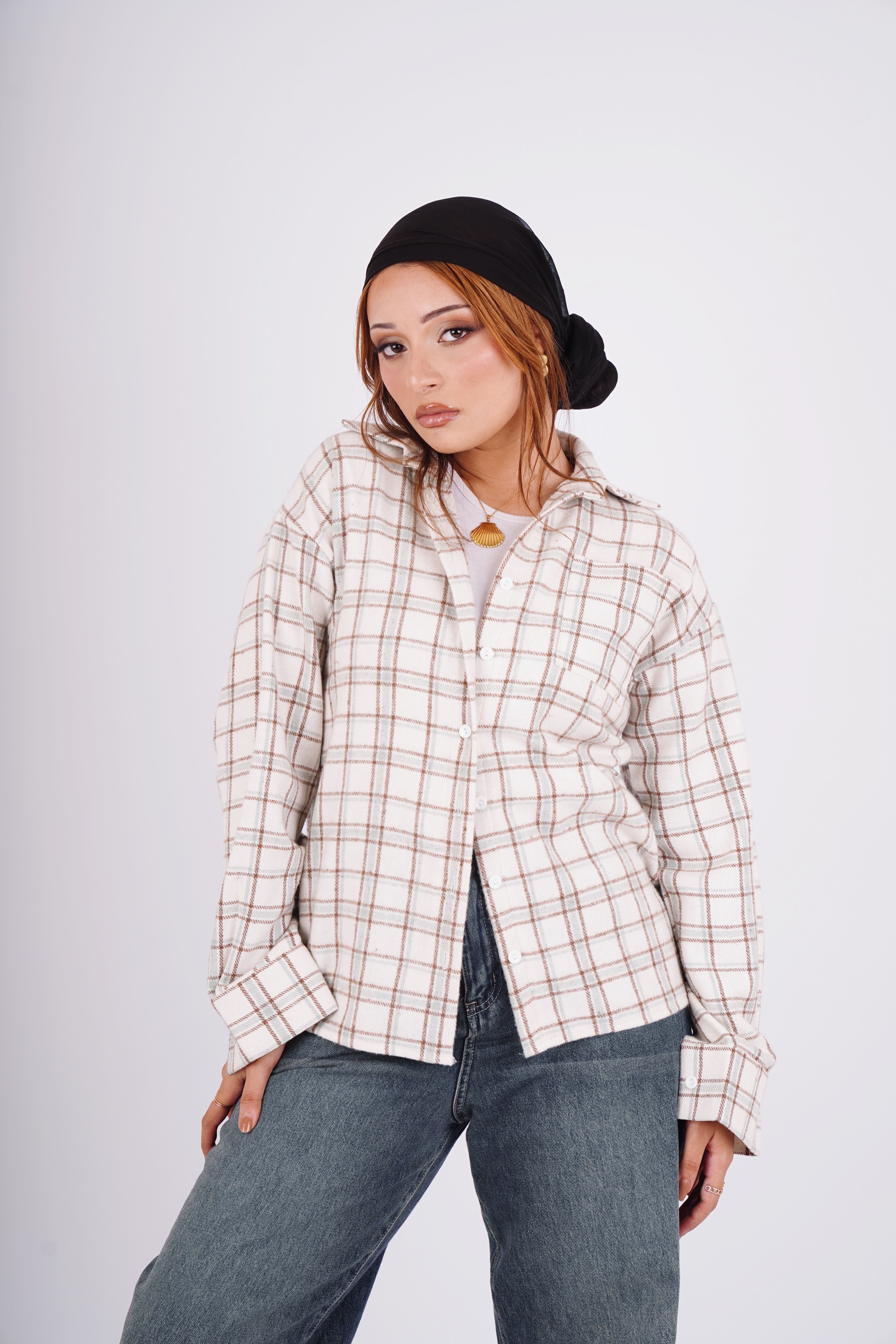 Plaid oversize shirt - offwhite