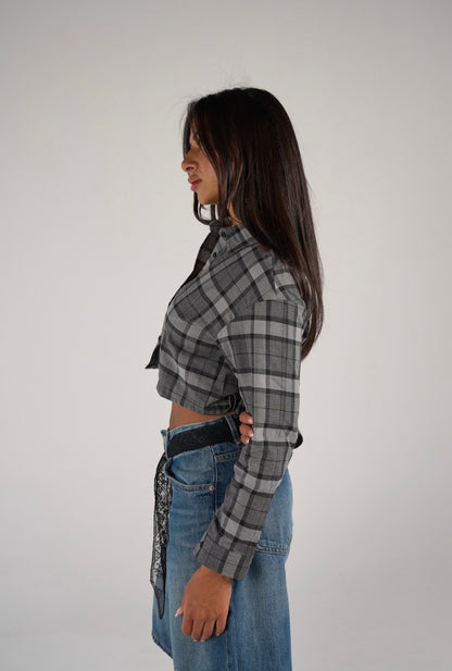 Plaid cropped shirt - Grey