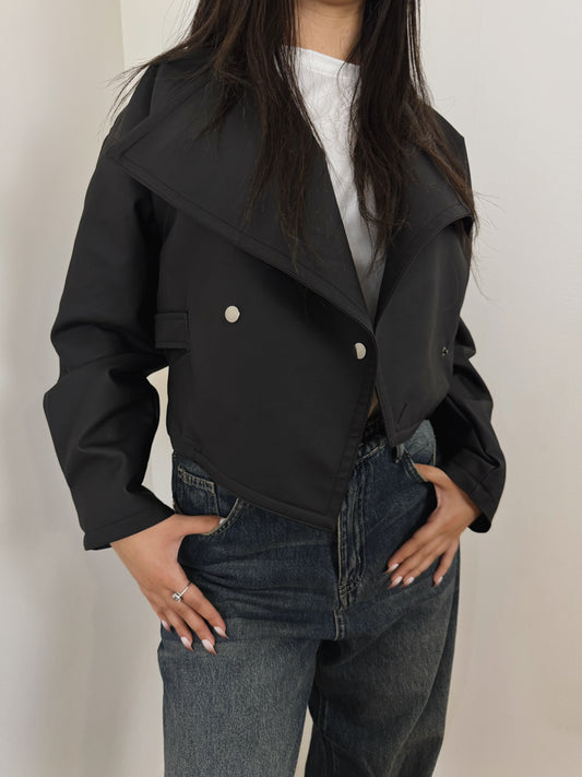 Cropped leather jacket