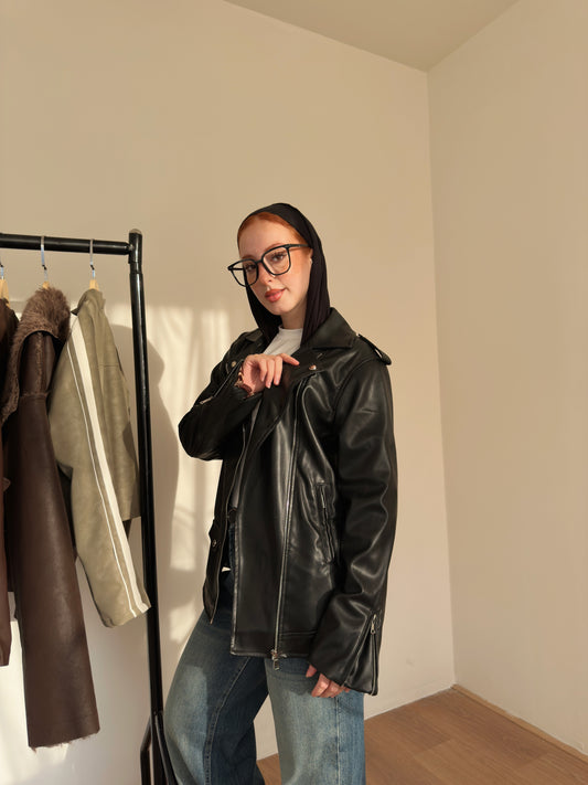 Long leather jacket