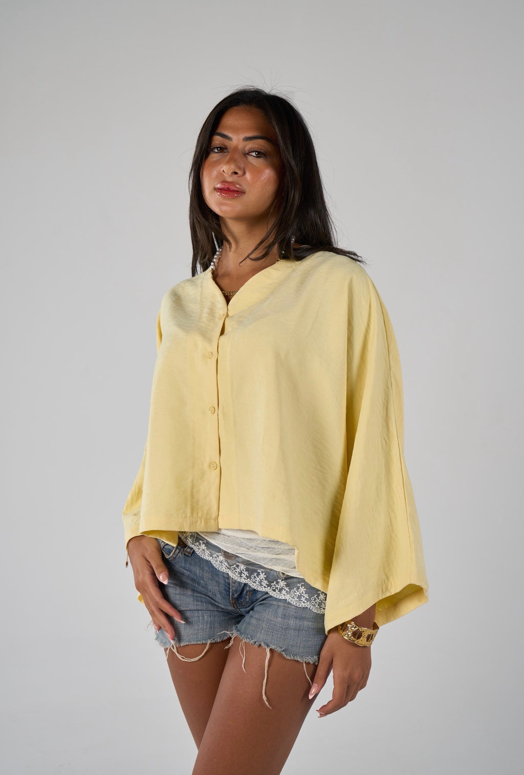 Sunset flare shirt - powder yellow