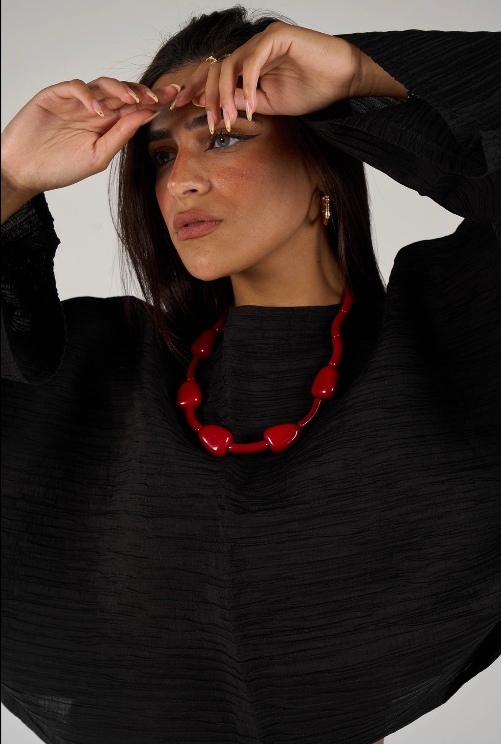 Crew neck lose blouse - black