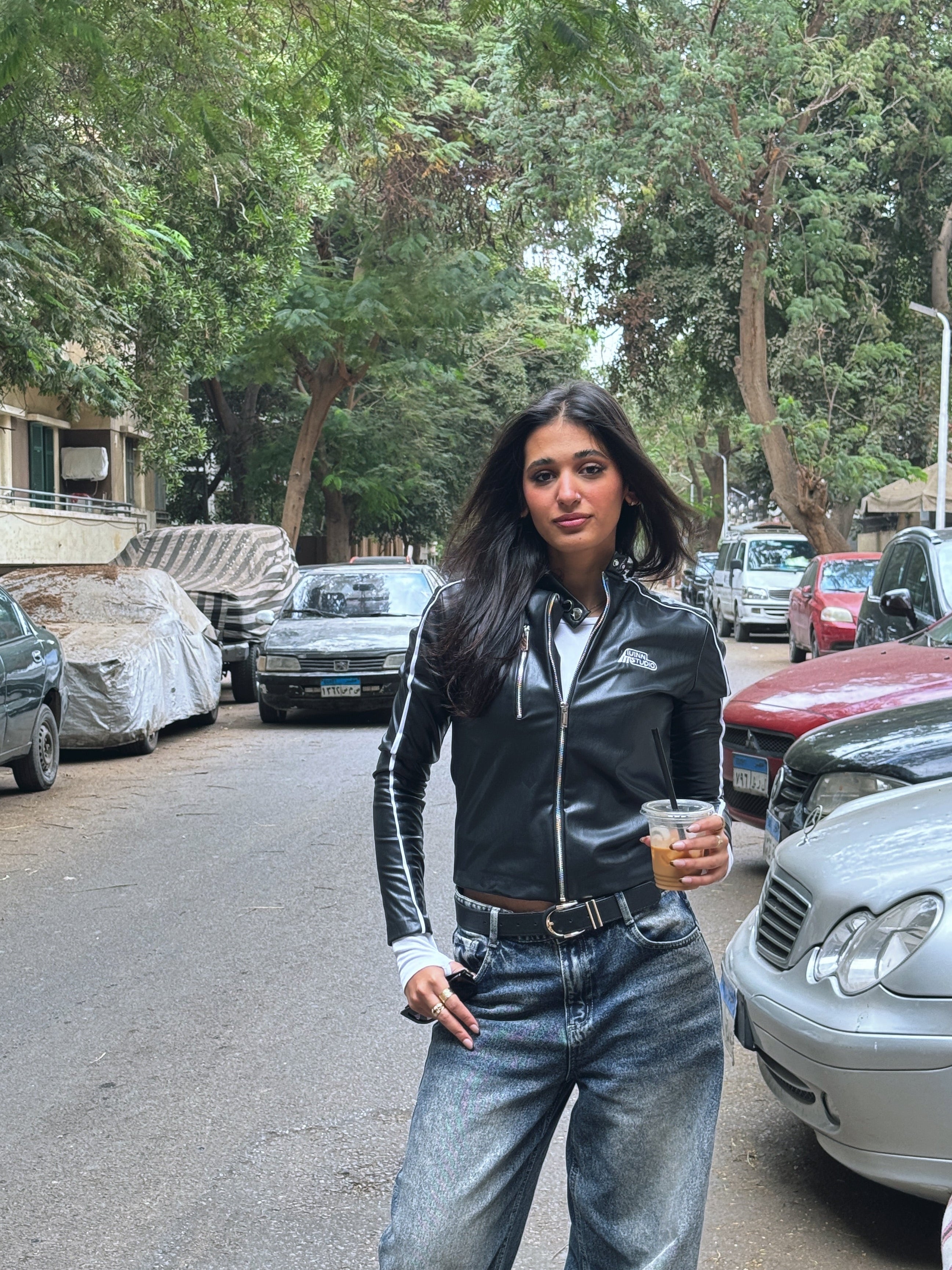 Racing leather jacket - black