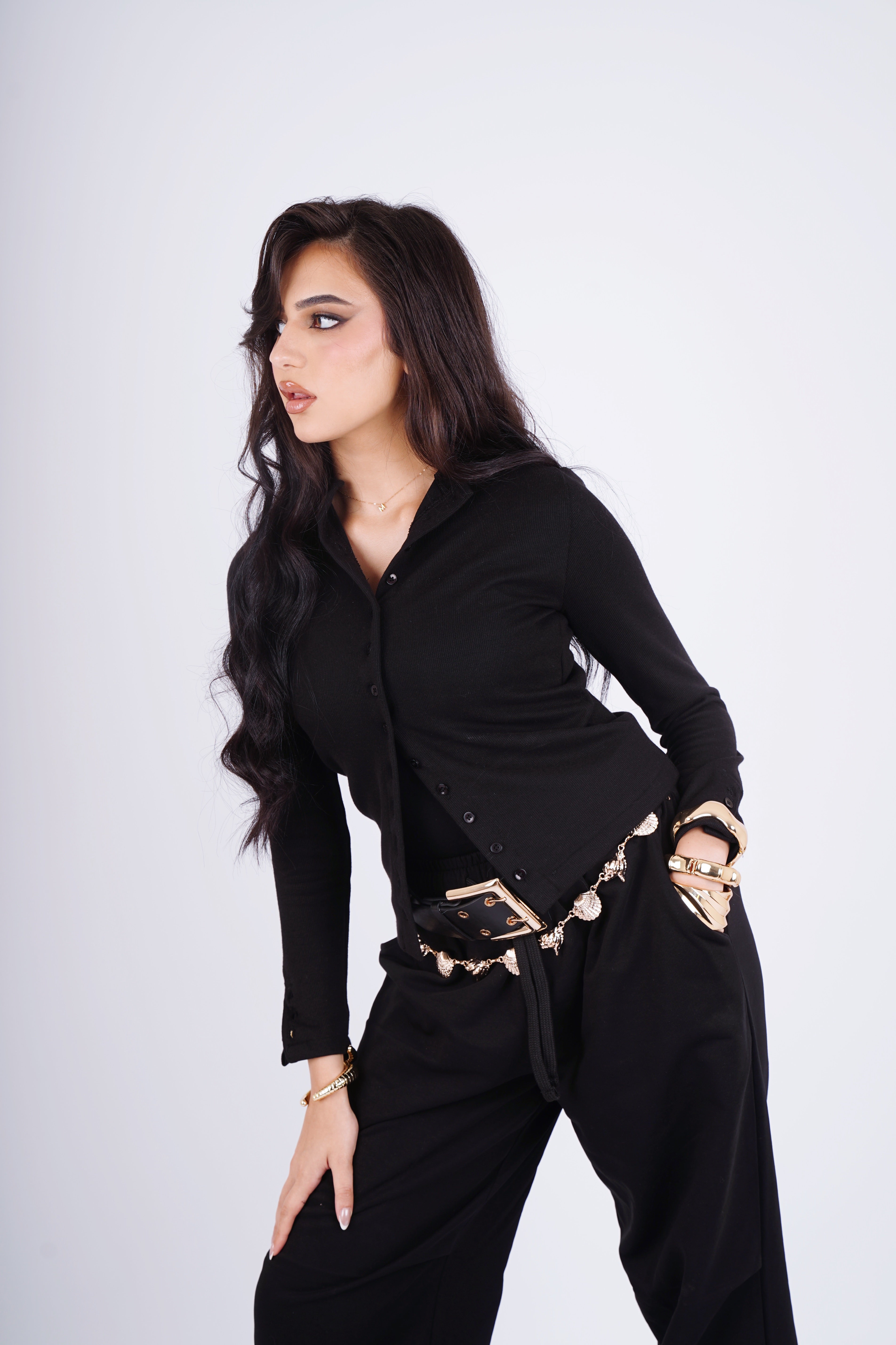 Button up top - black