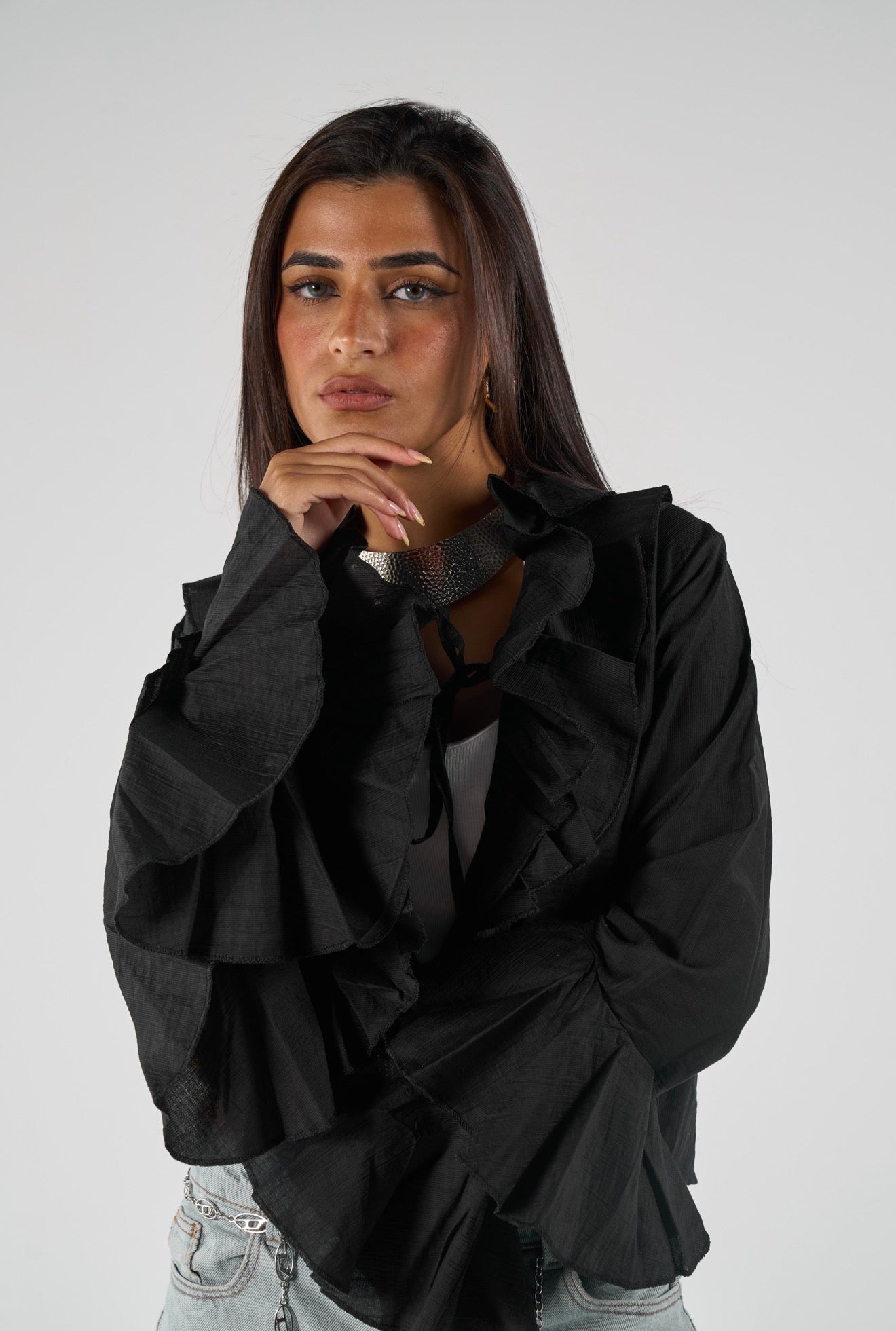 Ruffles blouse - black