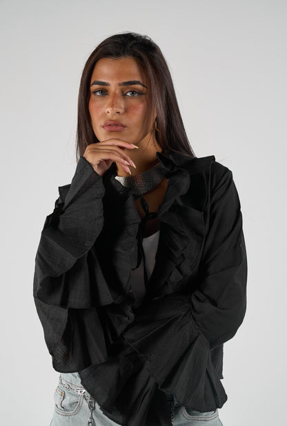 Ruffles blouse - black