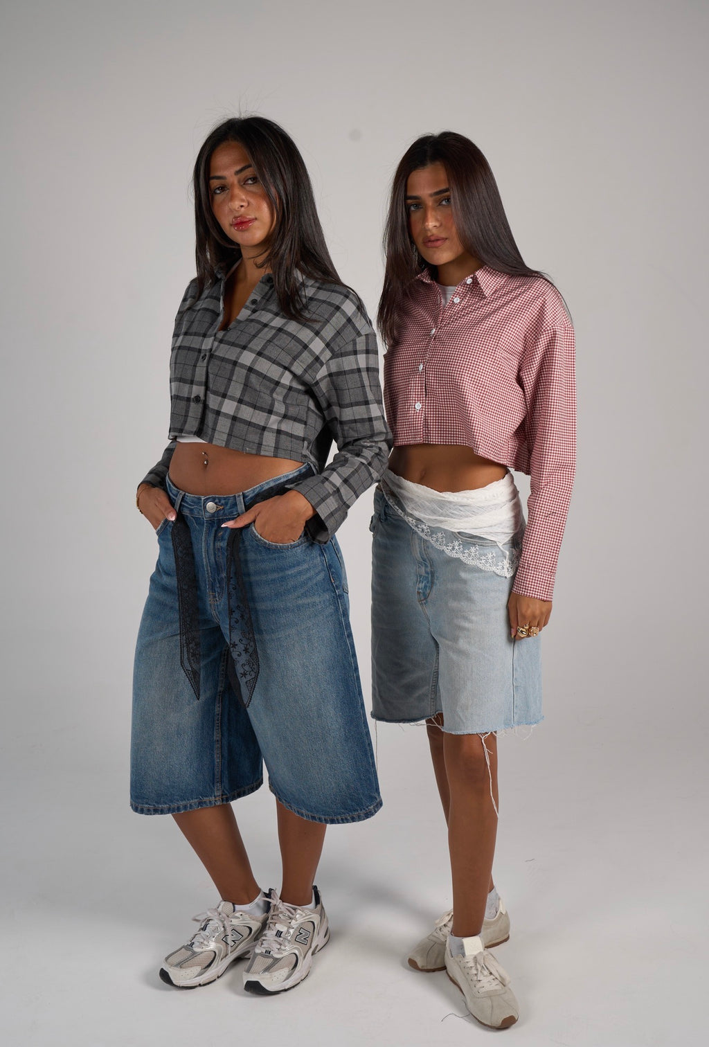 Plaid cropped shirt - Grey