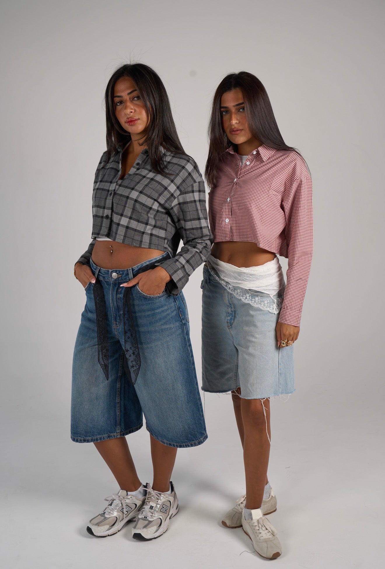 Plaid cropped shirt - Grey