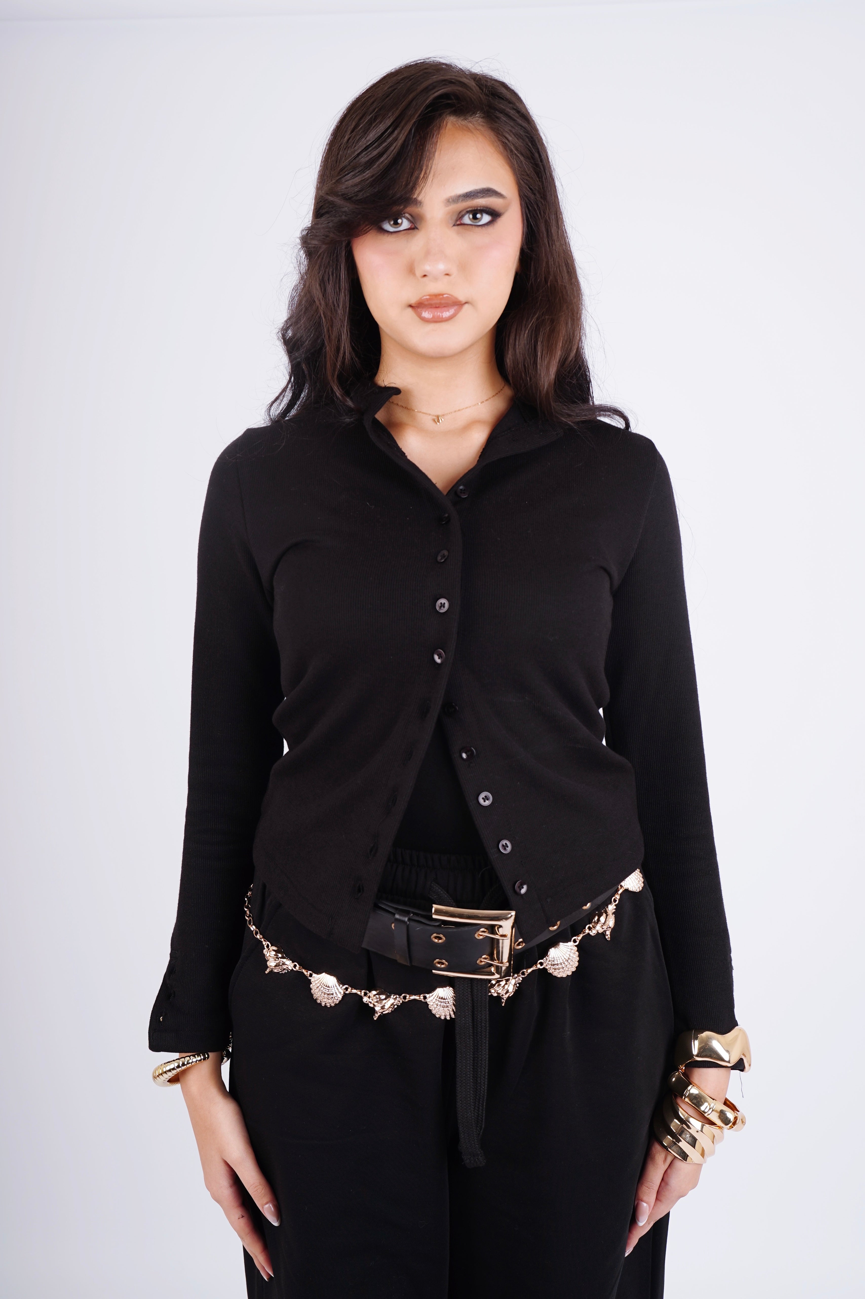 Button up top - black