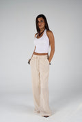 Stripped linen wide leg pants