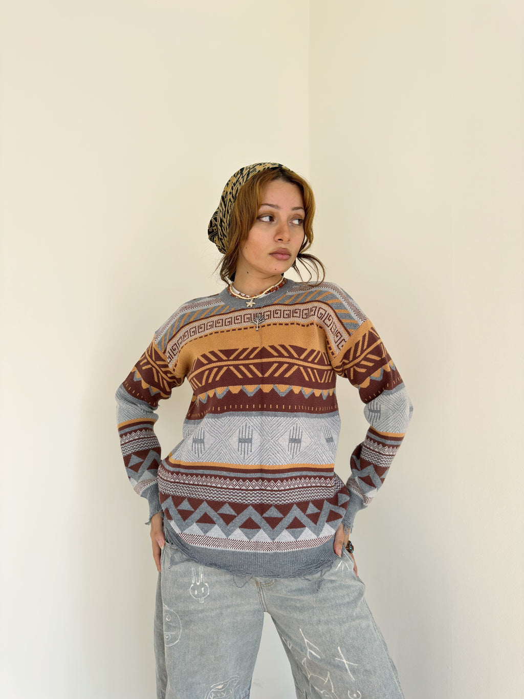 hippie geo patterns sweater