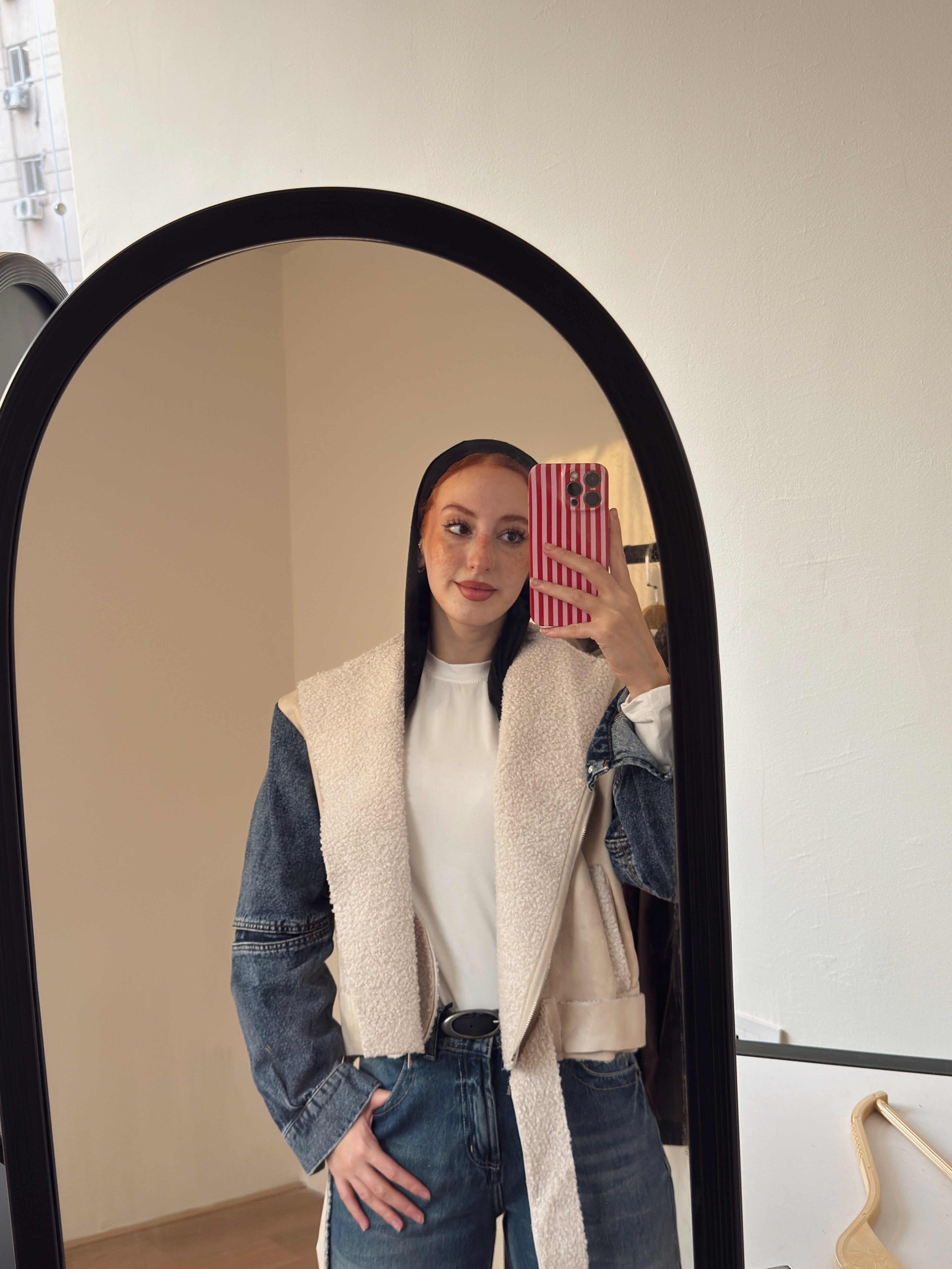 Leather X denim jacket