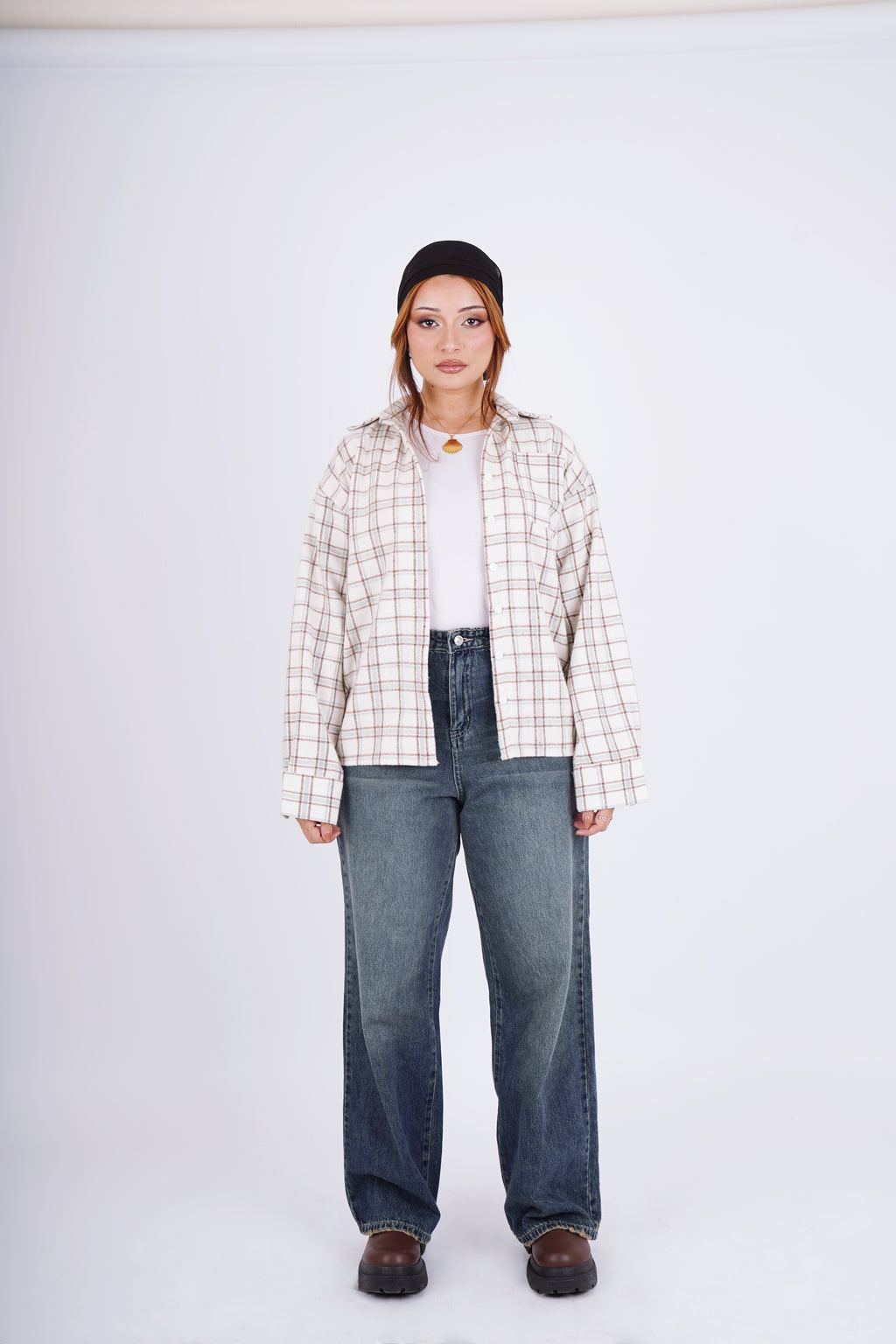 Plaid oversize shirt - offwhite