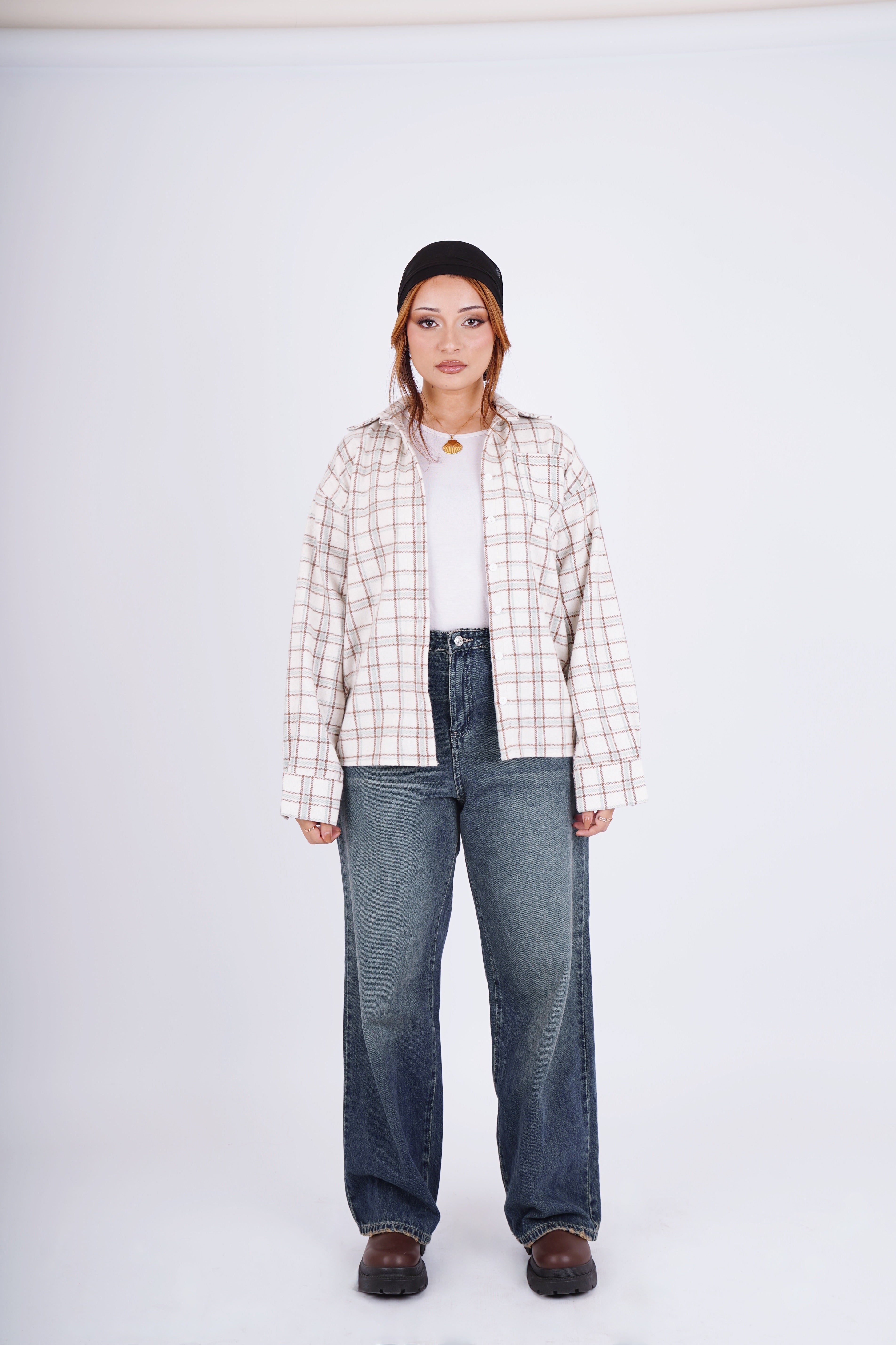 Plaid oversize shirt - offwhite