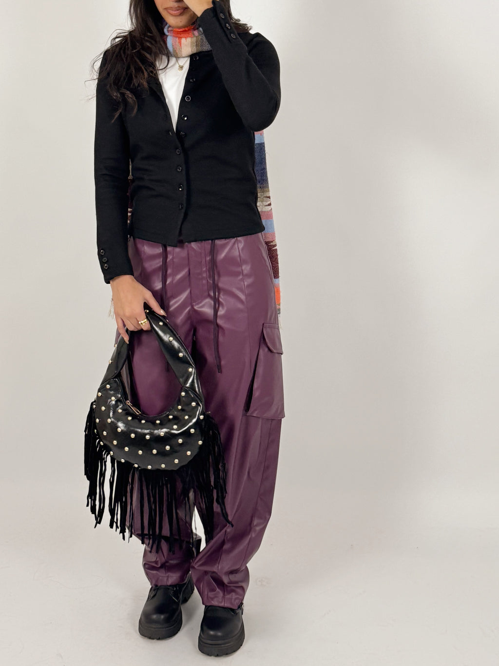 Leather cargo pants