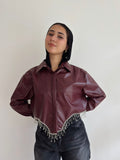 Strass leather shirt