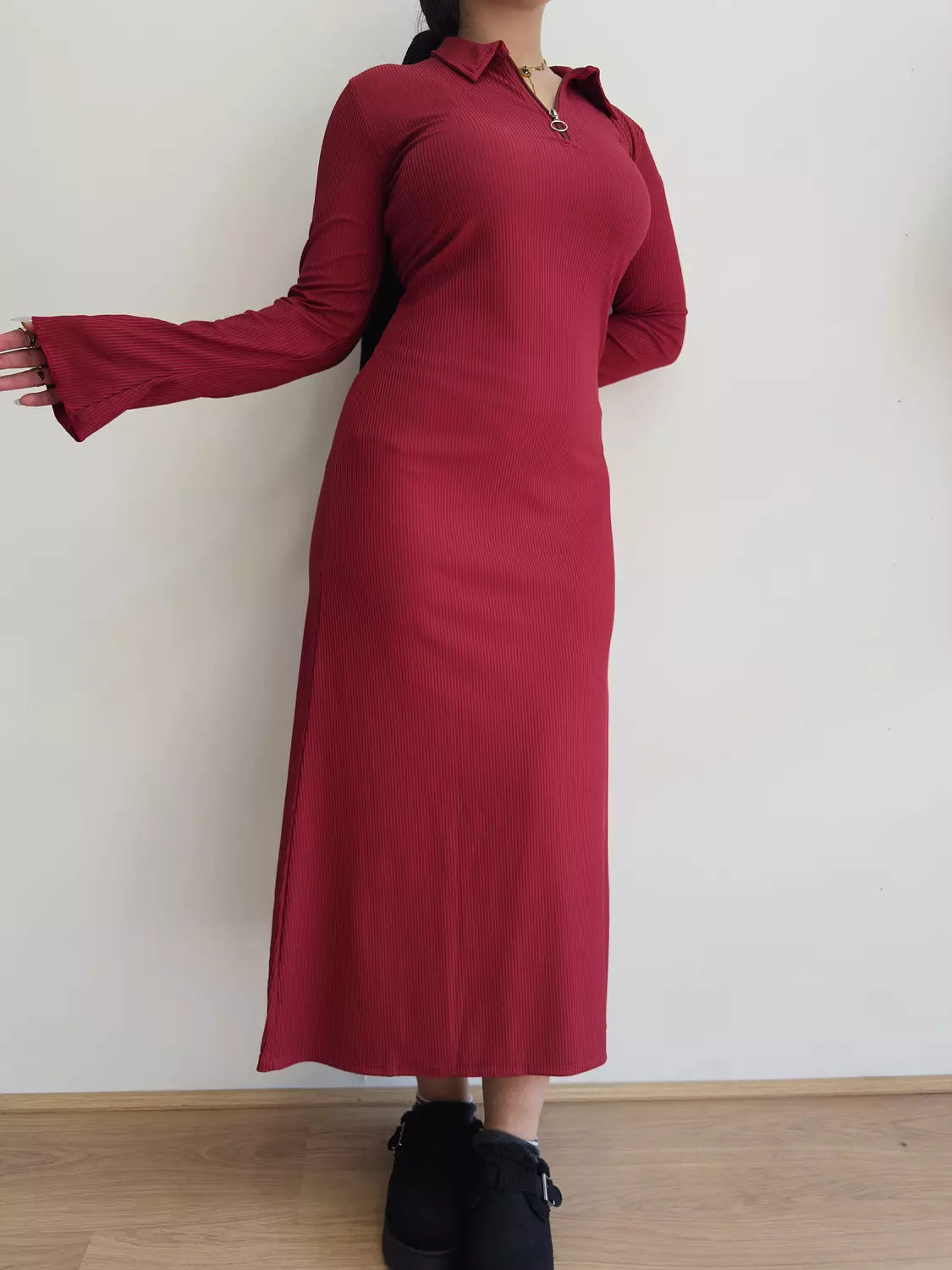 Repp long sleeve dress