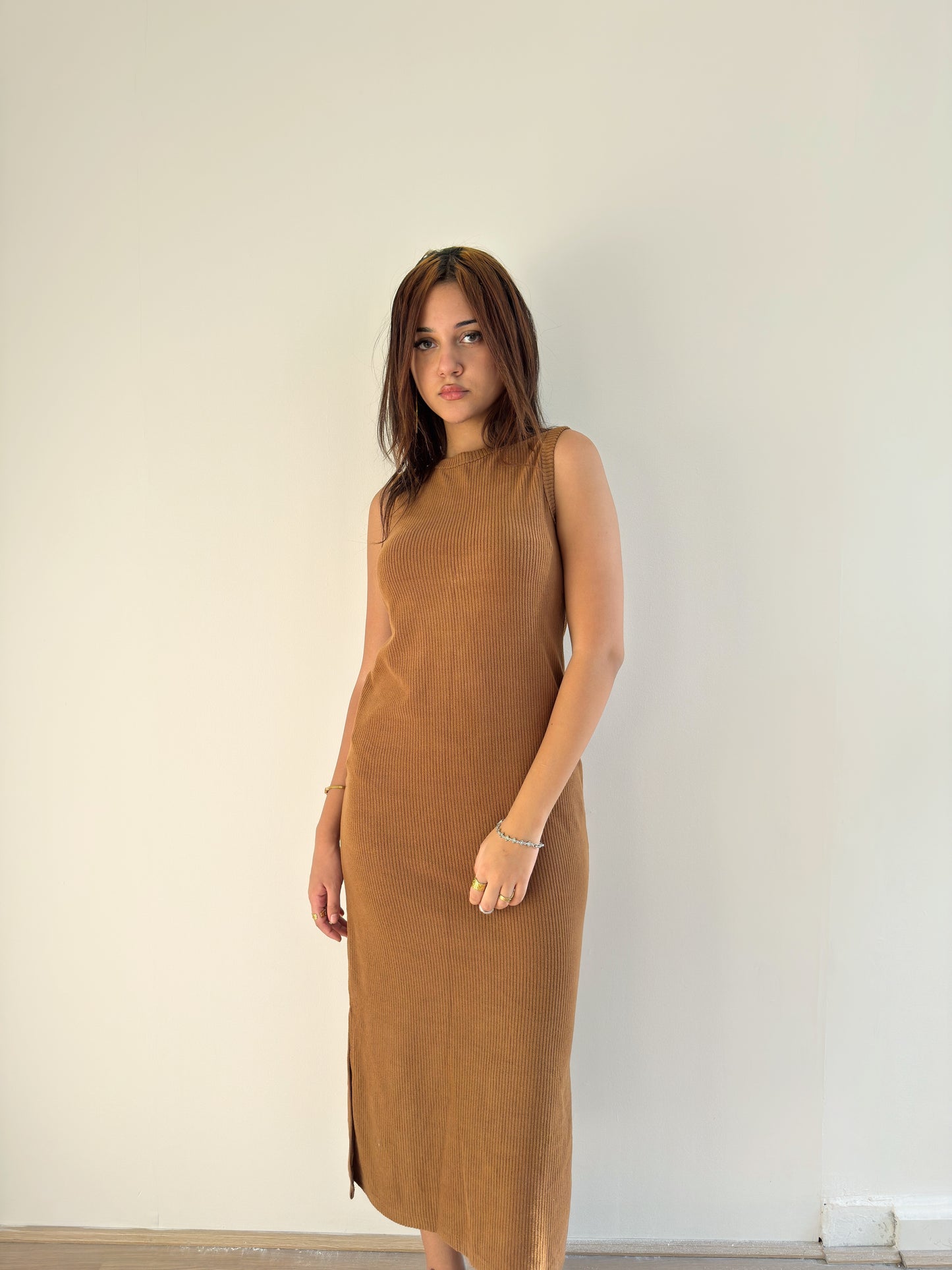 Brown basic dress