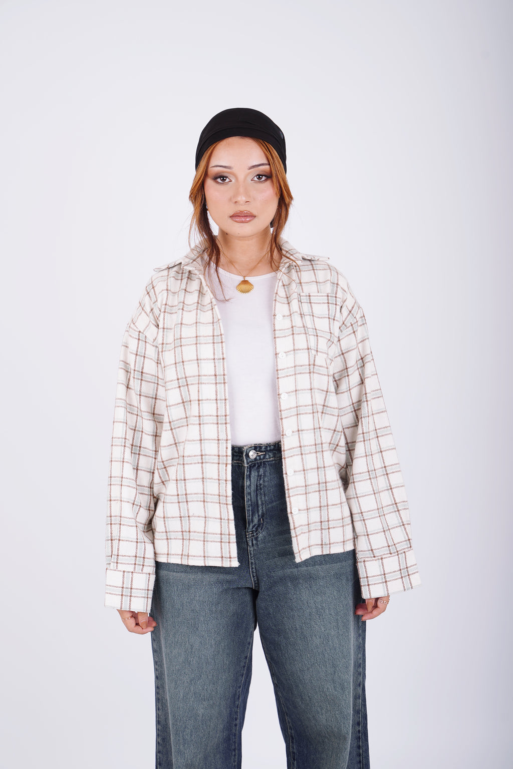 Plaid oversize shirt - offwhite