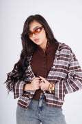 Plaid oversize shirt - brown