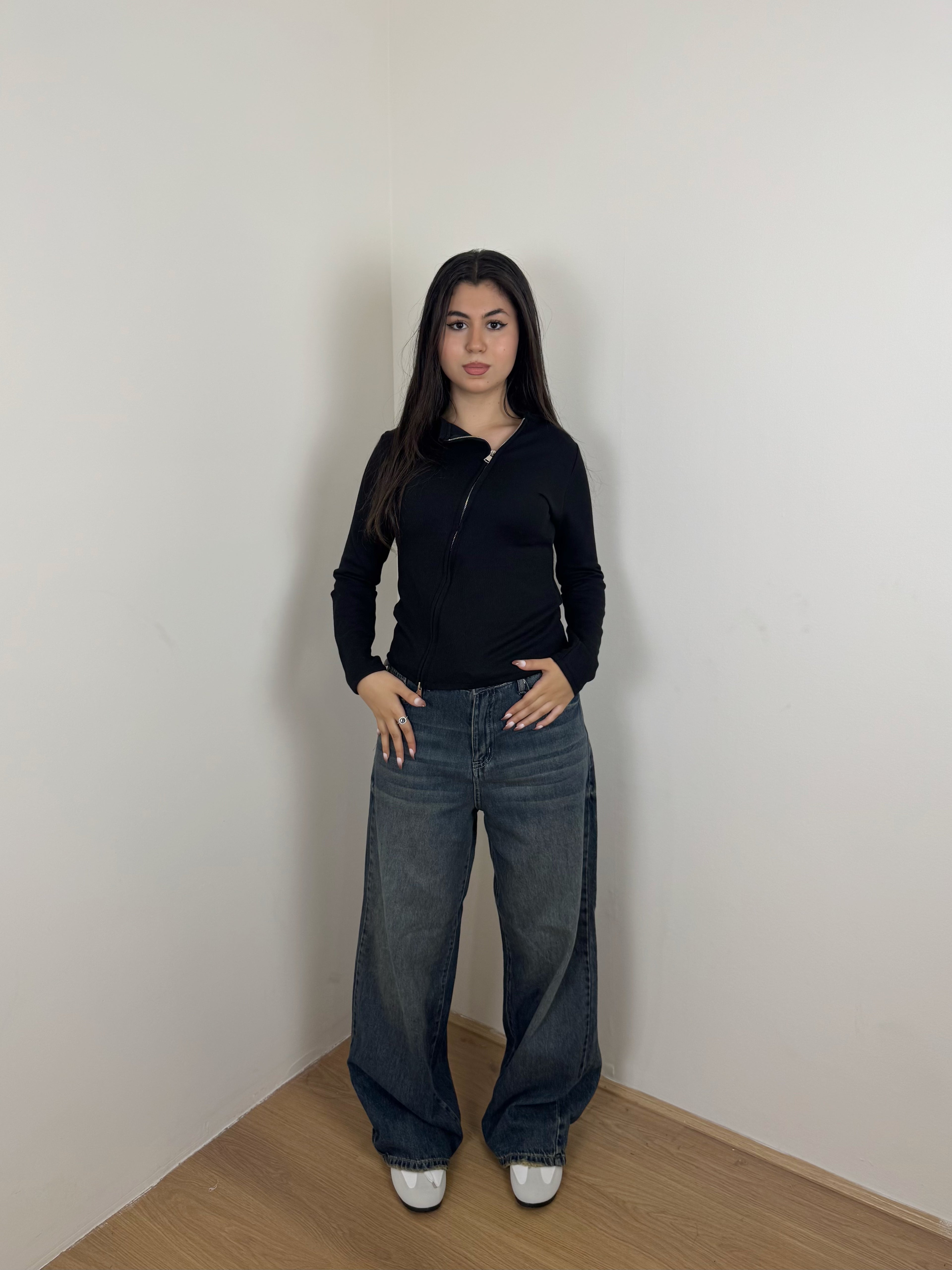 Double zipper long sleeves top