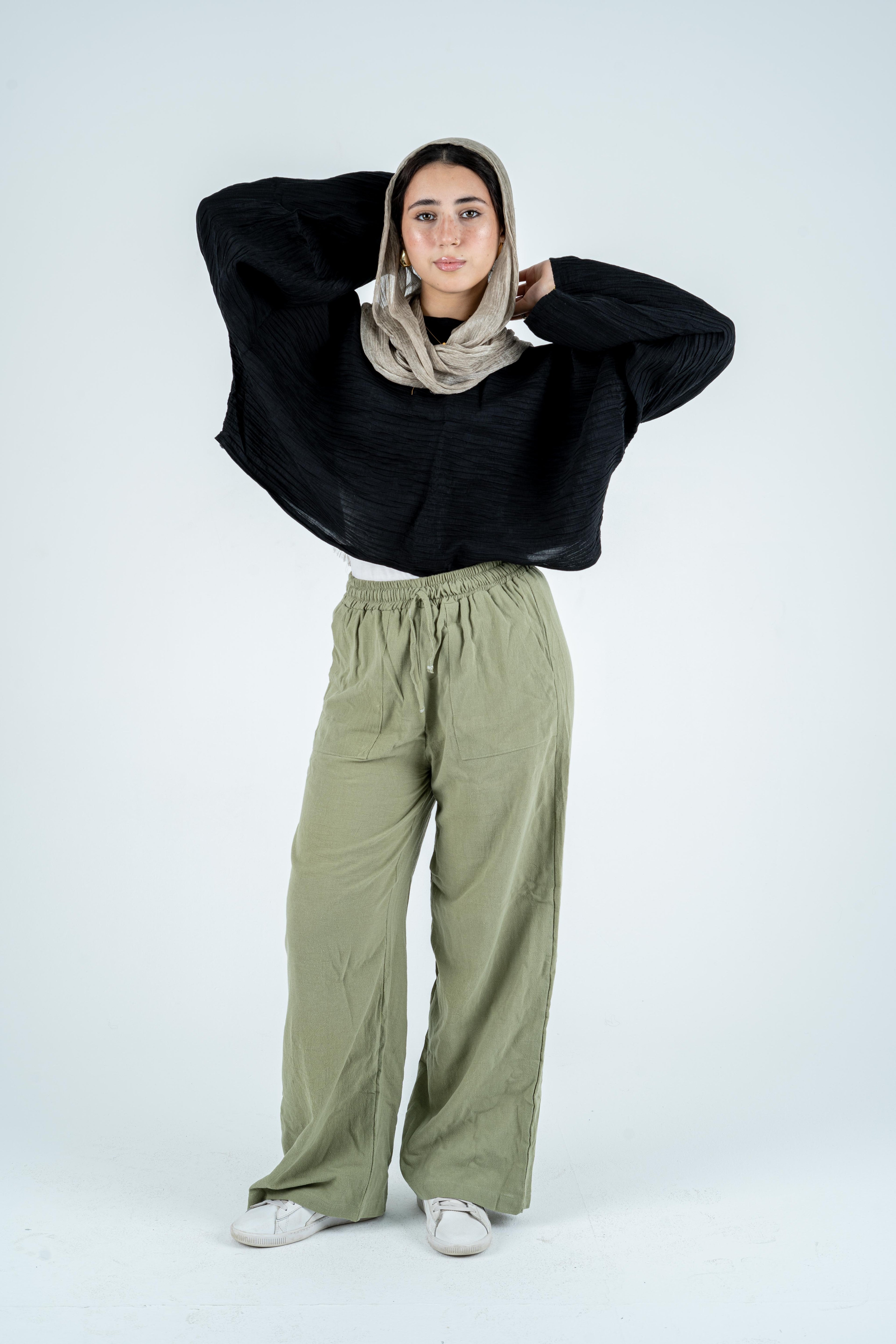 Crew neck loose blouse