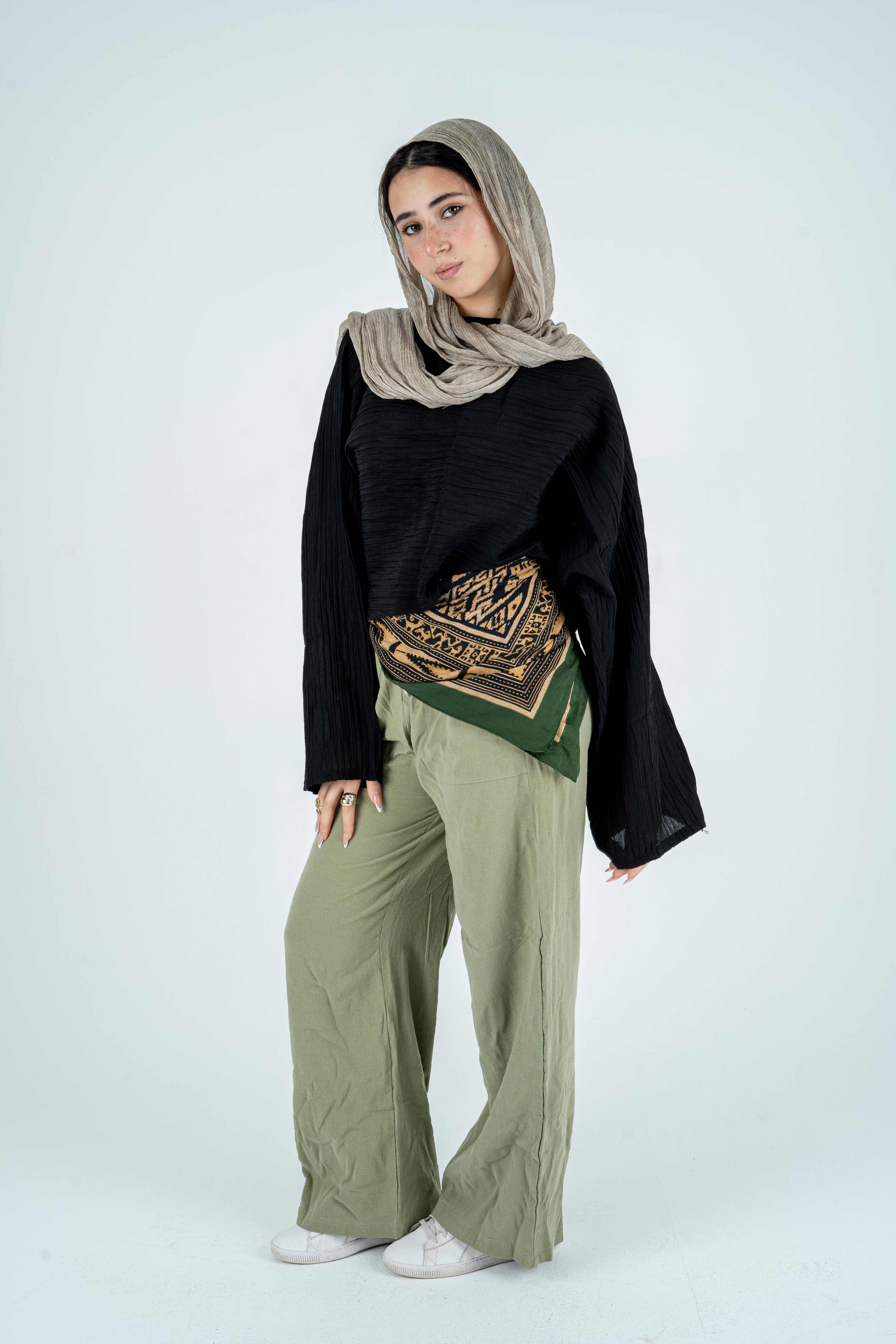 Crew neck loose blouse