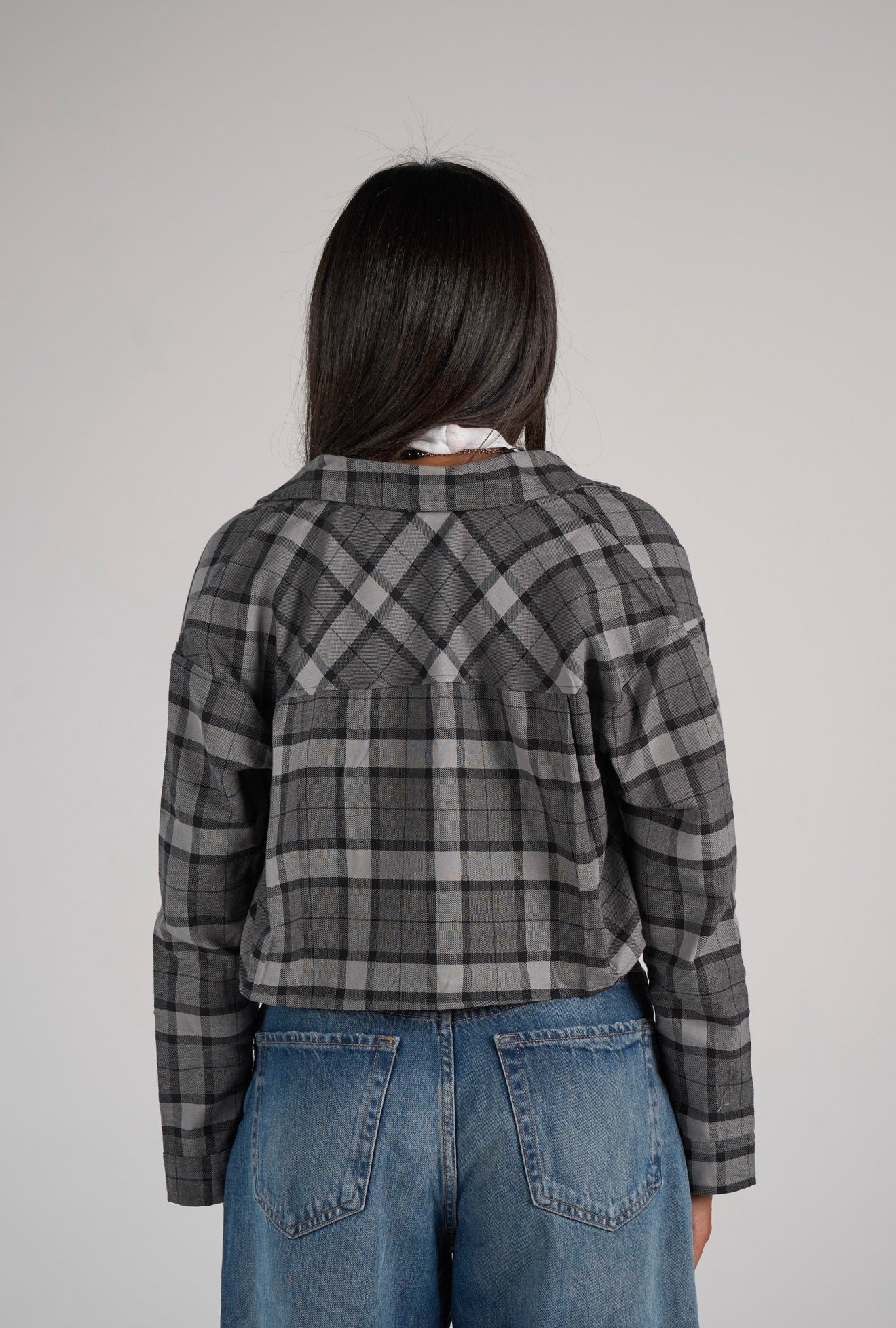 Plaid cropped shirt - Grey