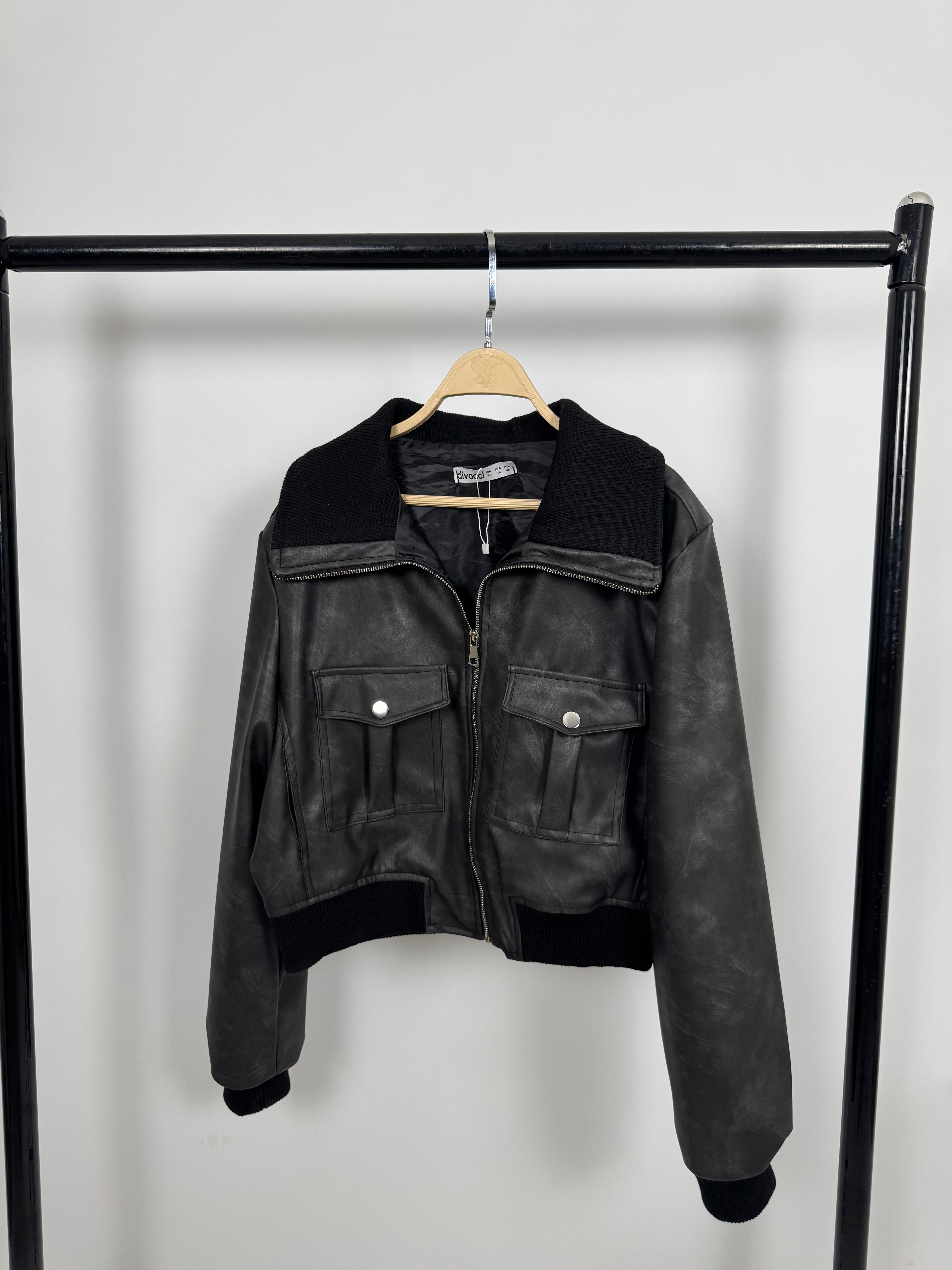 Washed leather jacket