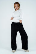 Black linen wide leg pants