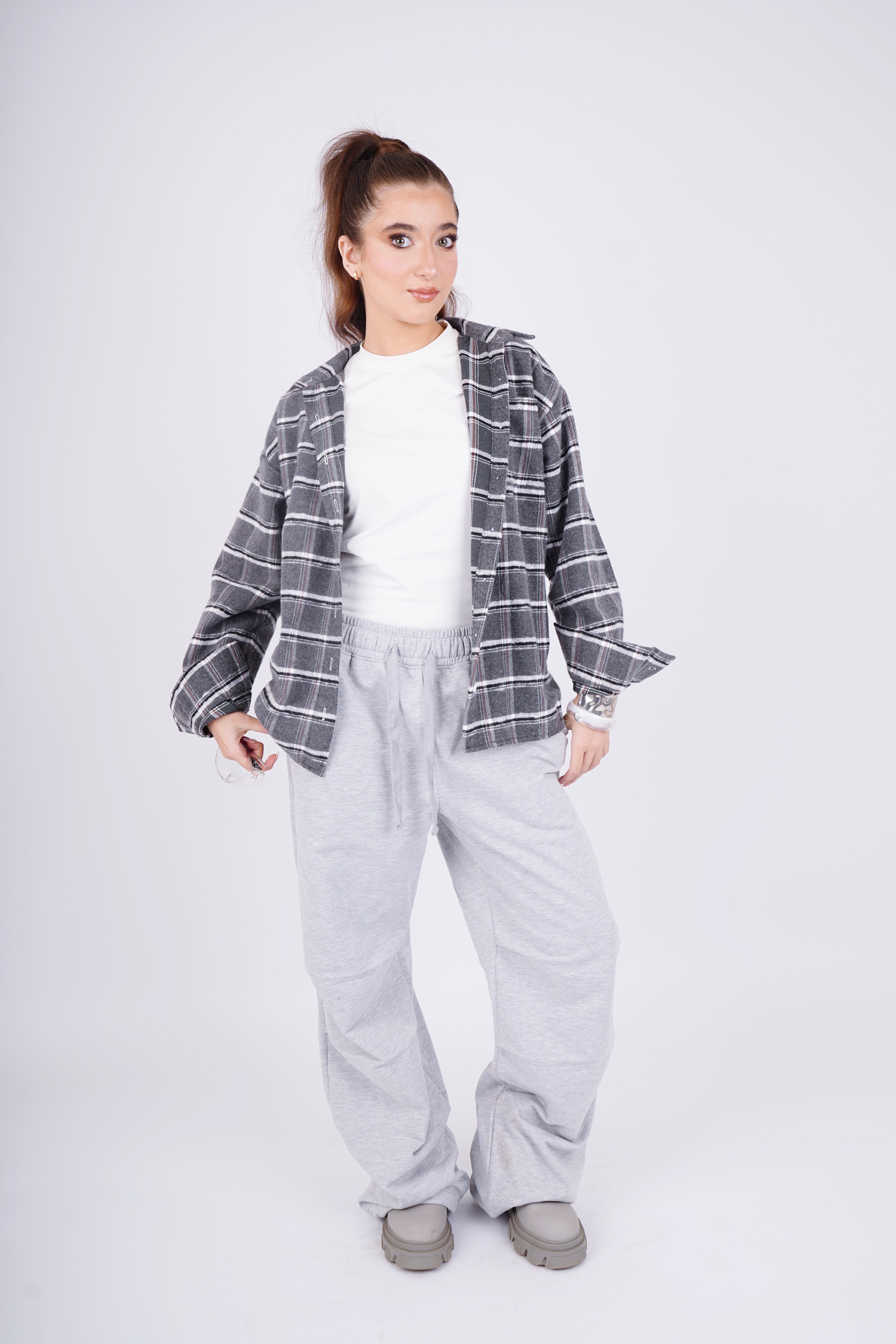 Plaid oversize shirt - gray