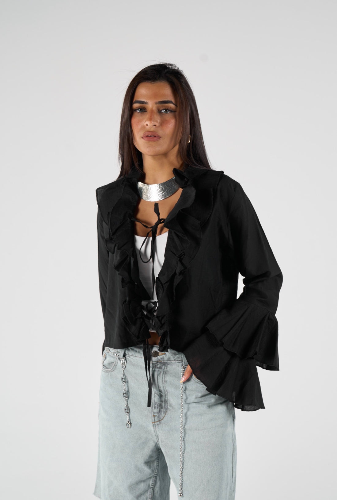 Ruffles blouse - black