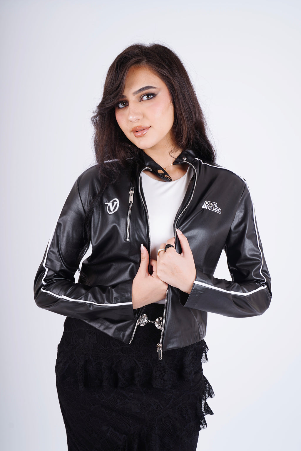 Racing leather jacket - black