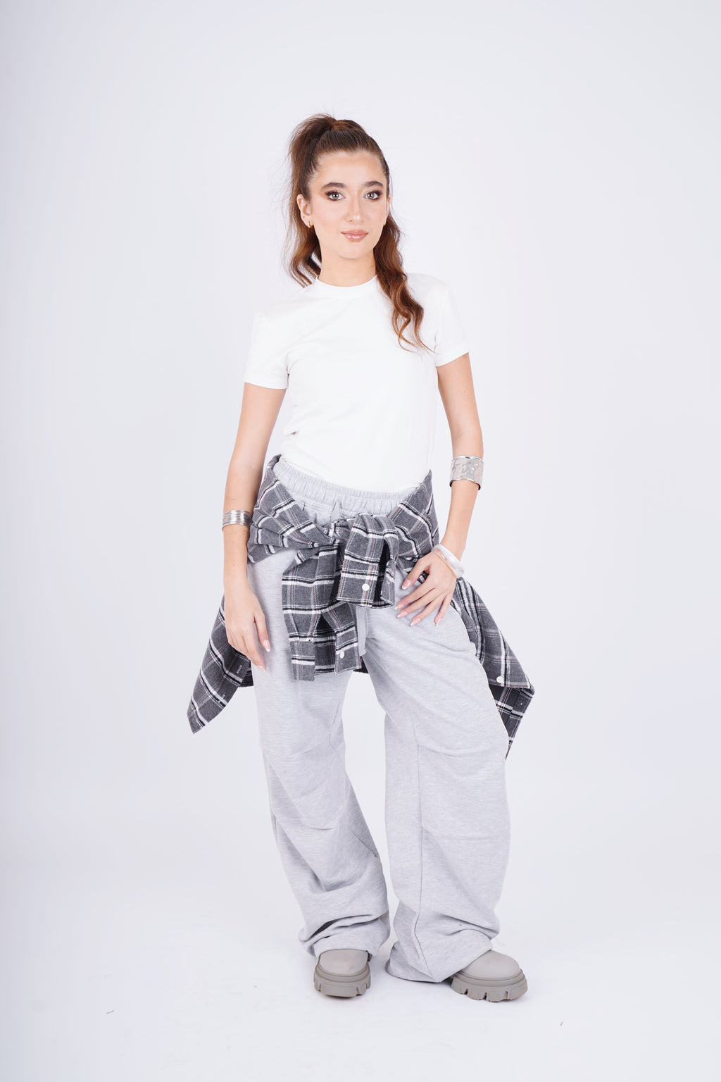 Plaid oversize shirt - gray